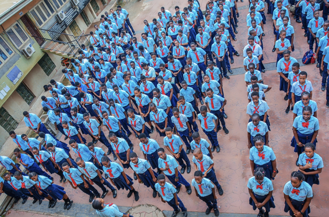 Students at assembly ground